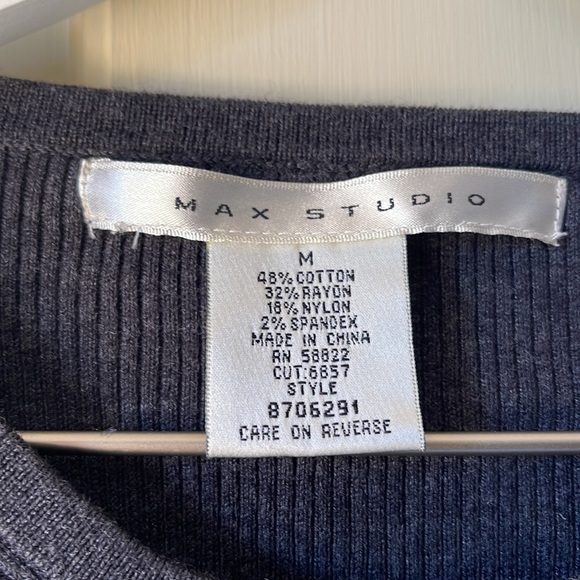 Max Studio Gray Puff Short Sleeve Sweater - Picture 3 of 4
